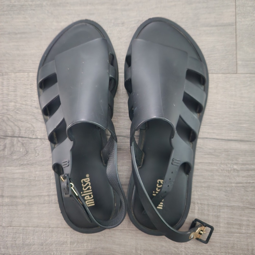 Melissa Solar Boemia Black Jelly Gladiator Sandals Womens Size 6 Made In Brazil